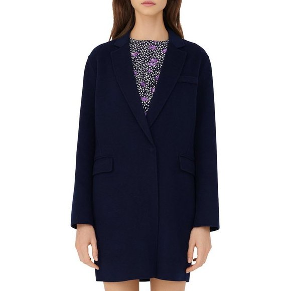 Maje Galami Double-Face Wool Coat in Navy/Marine - Picture 3 of 6